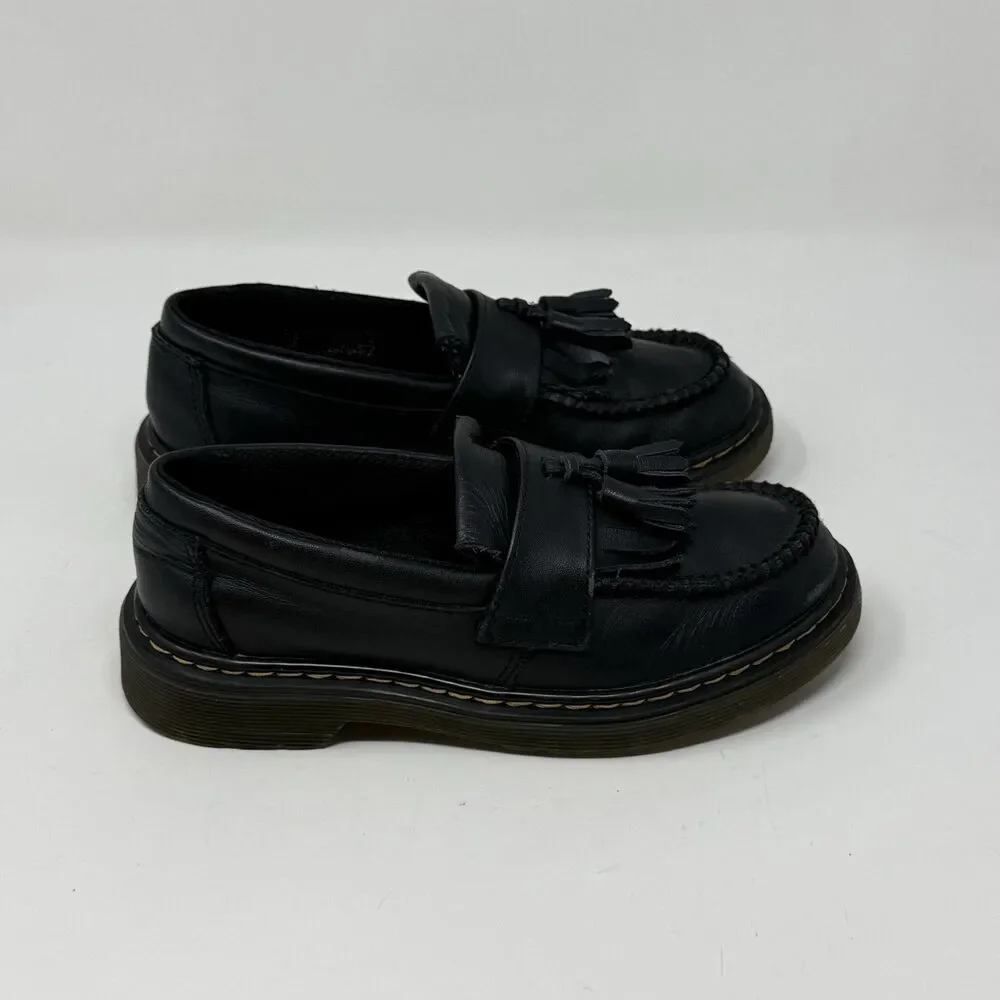 Dr. Martens Adrian J Loafers Shoes Kids Girls Size 2 Black Leather Tassels